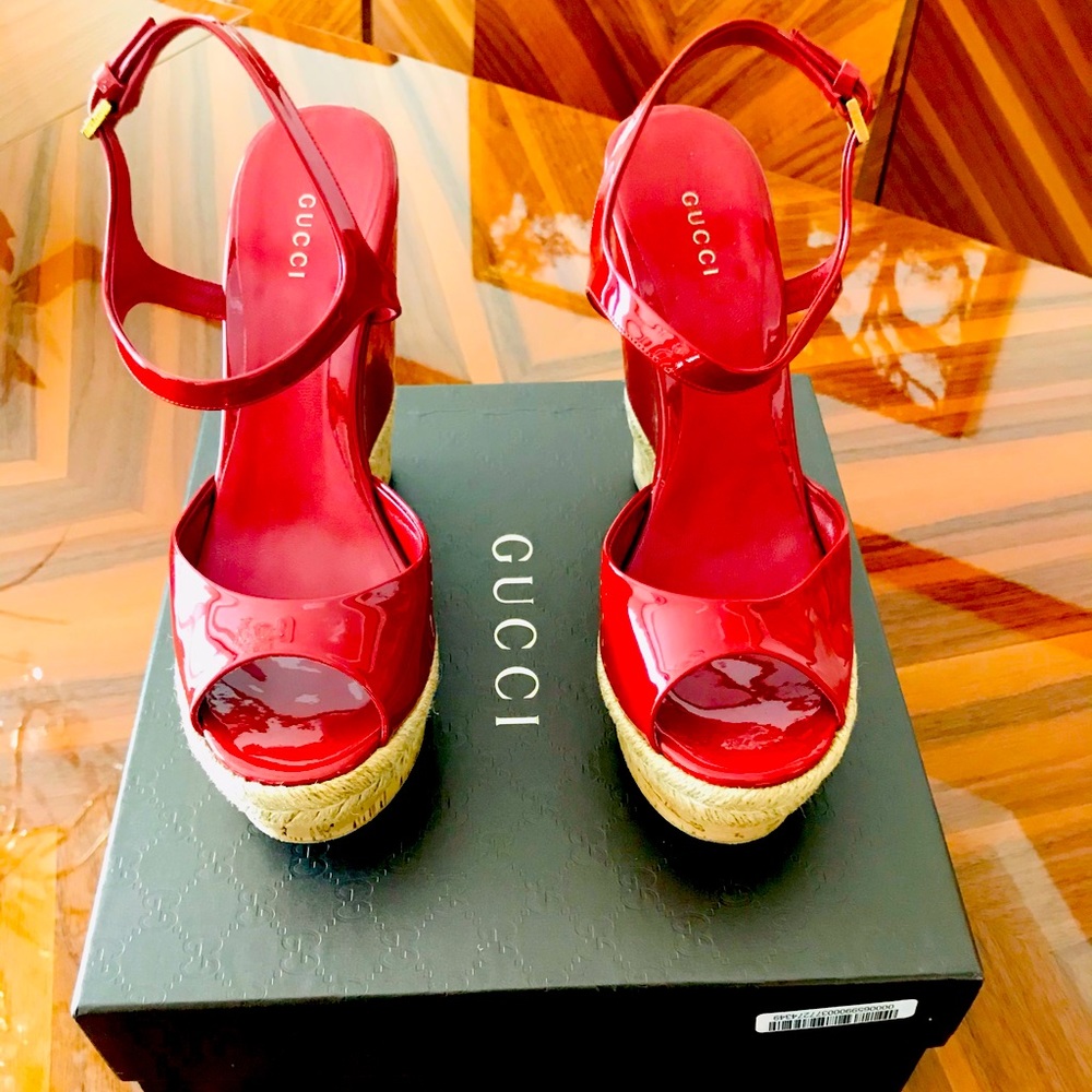 Gucci Rose Red Wedge heels